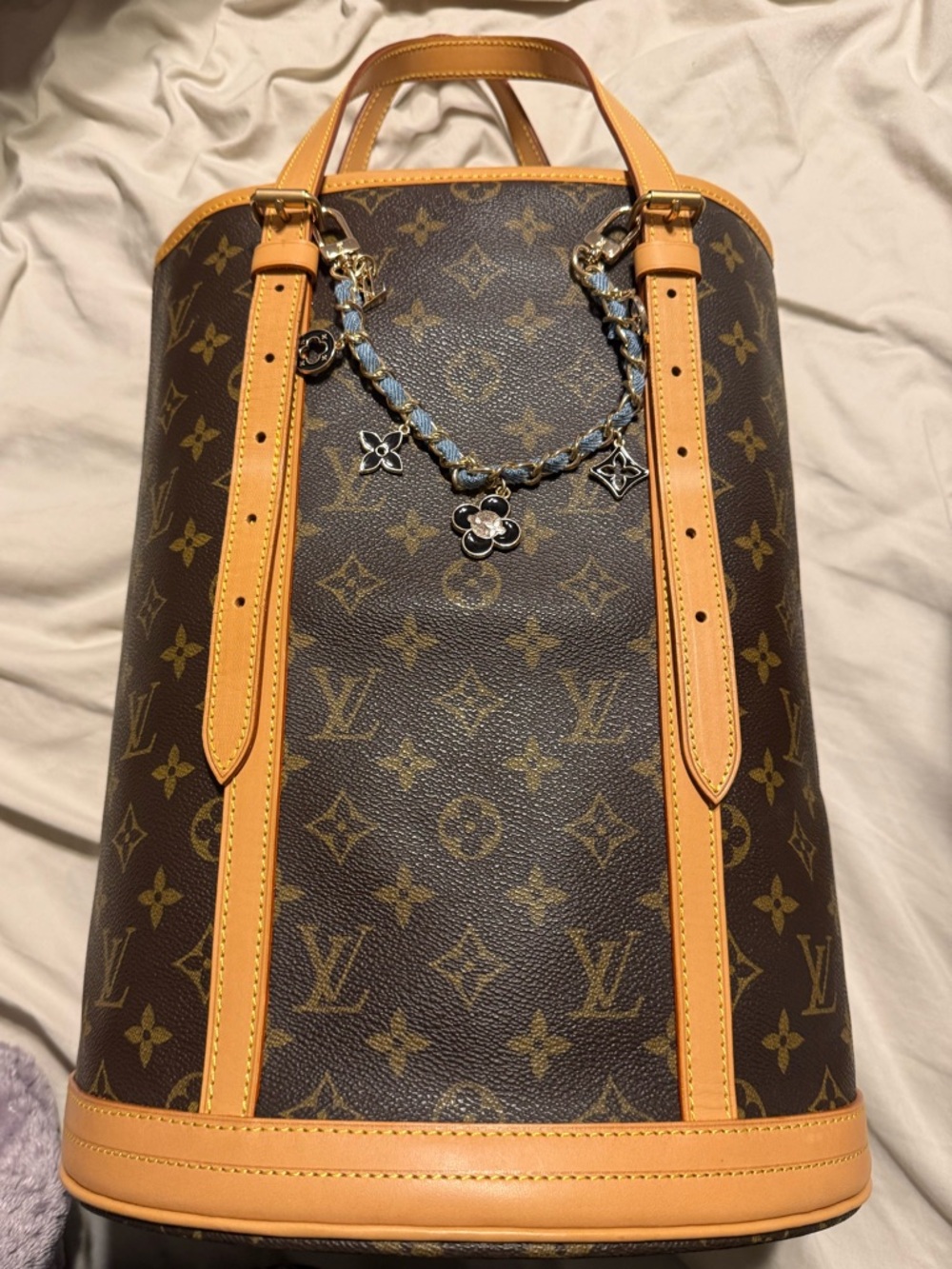 Louis Vuitton Monogram Canvas Backpack with Vachetta Trim and Charm